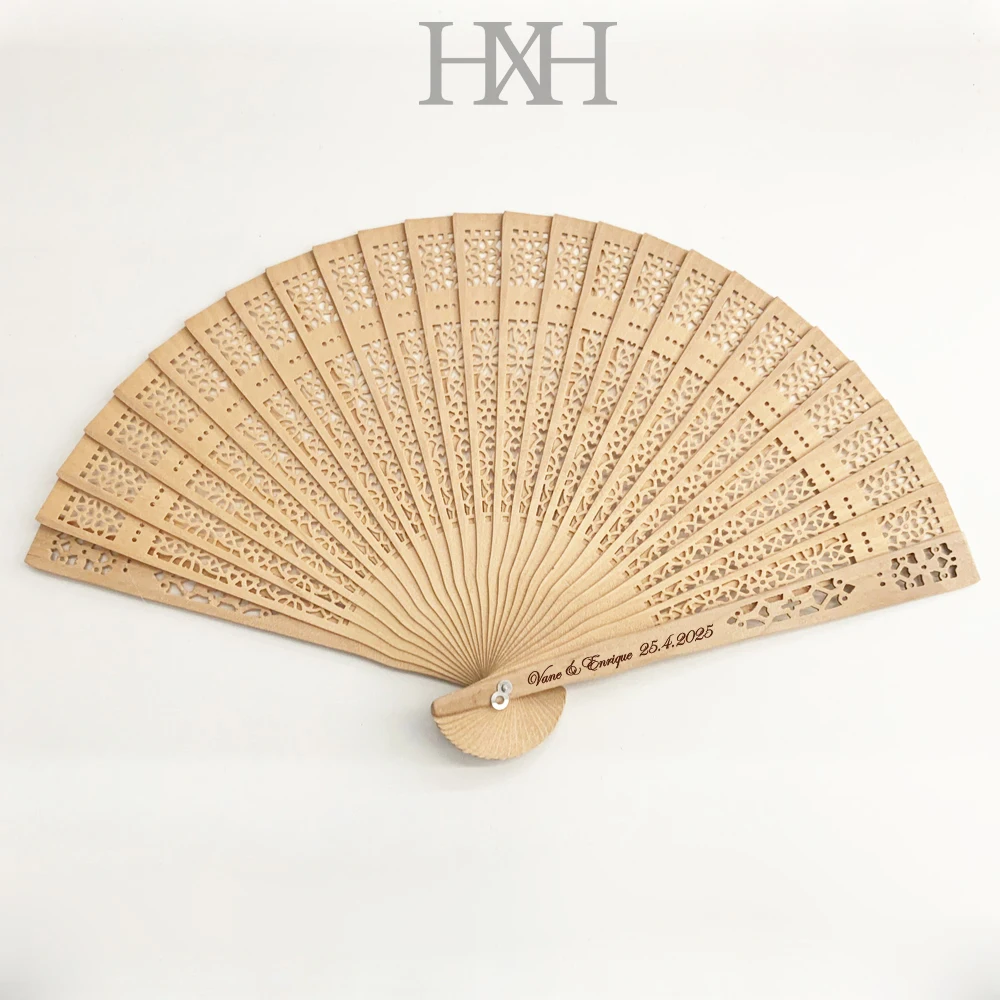 

Personalized Wooden Hand Fan for Wedding, Custom Fans, Laser Engraved, Name and Date, Gifts for Guests, 20 PCs