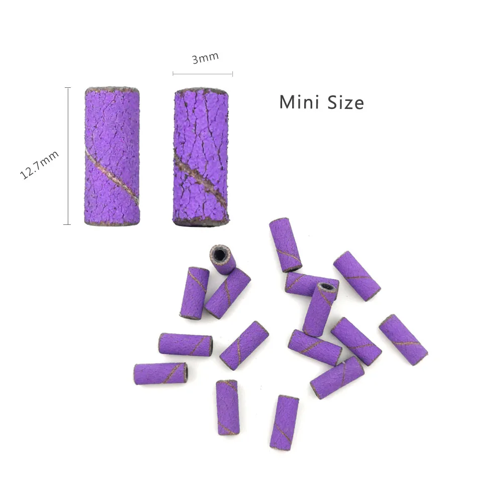 HYTOOS 3mm Mini Purple Sanding Bands without Stainless Steel Nail Drill Bits Mandrel Electric Manicure Accessories