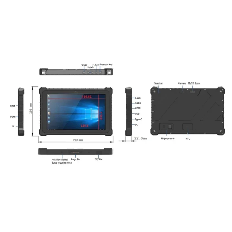 

New 1000cd/m2 High Brightness 10.1inch Rugged Tablet Pc With IP65 Waterproof Dustproof And Shockproof
