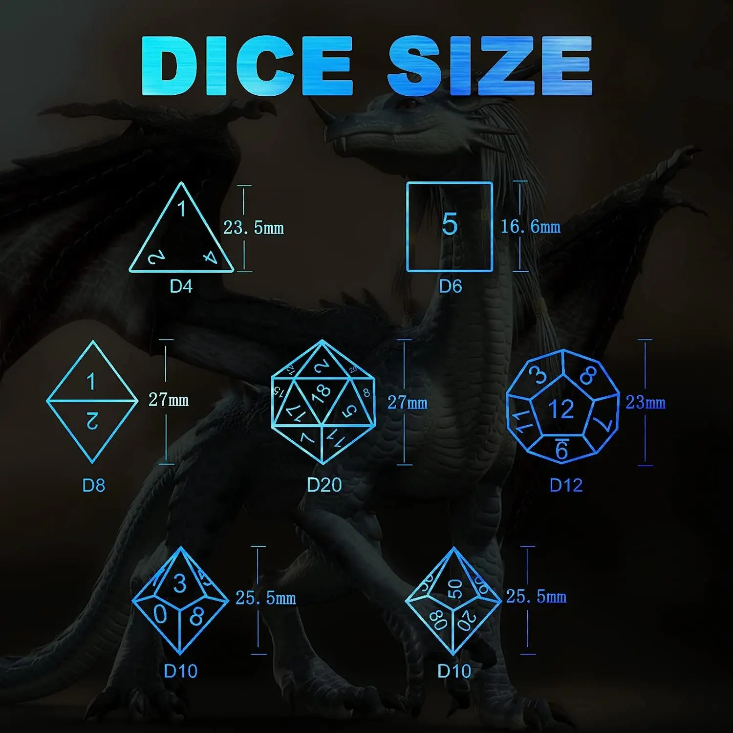 Jeu de dés colorés à LED, dés du MDN, dés du donjon et des dragons, dés à jouer pour les jeux de table D & D, secouer pour éclairer