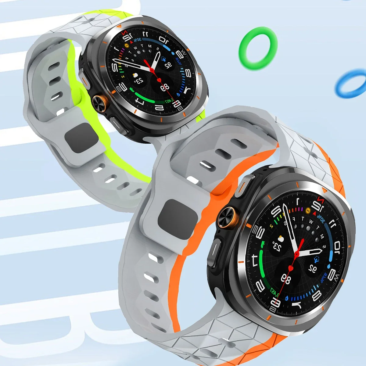 Tali jam tangan Samsung Galaxy Watch 7, tali olahraga silikon 47mm Ultra Band kompatibel untuk Galaxy Watch