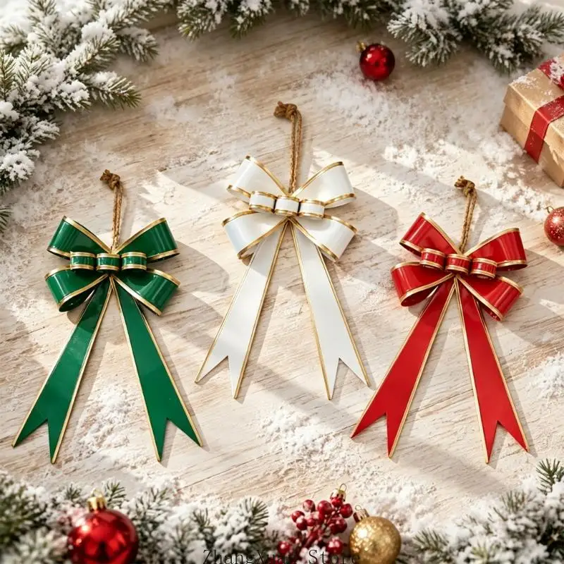 Weihnachtsbaum-Eisen-Schleife zum Aufhängen, Ornament für Einzelhandelsfenster und Geschenkdisplays, 3 x – Detail 3
