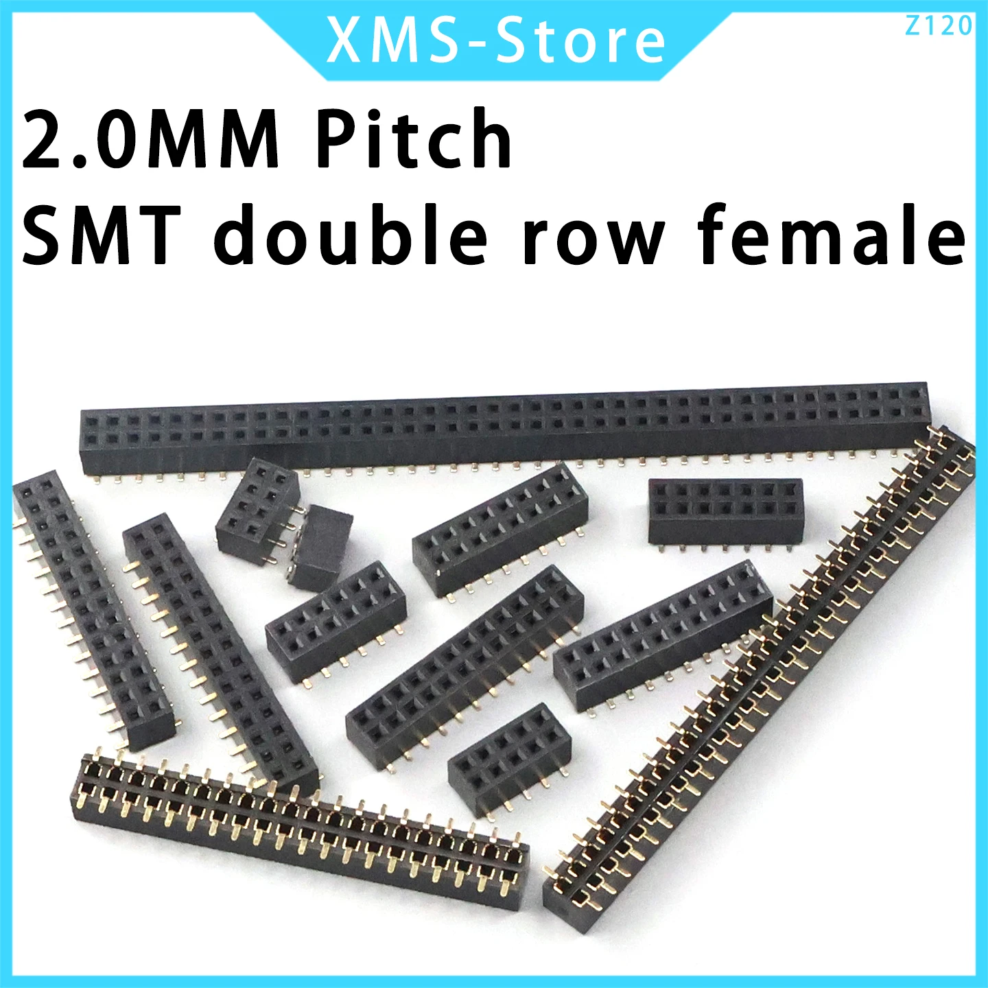 2.0mm SMD double row female header 2x2/3/4/5/6/7/8/10/20/40 pin header connector 2mm spacing bar, suitable for Arduino PCB