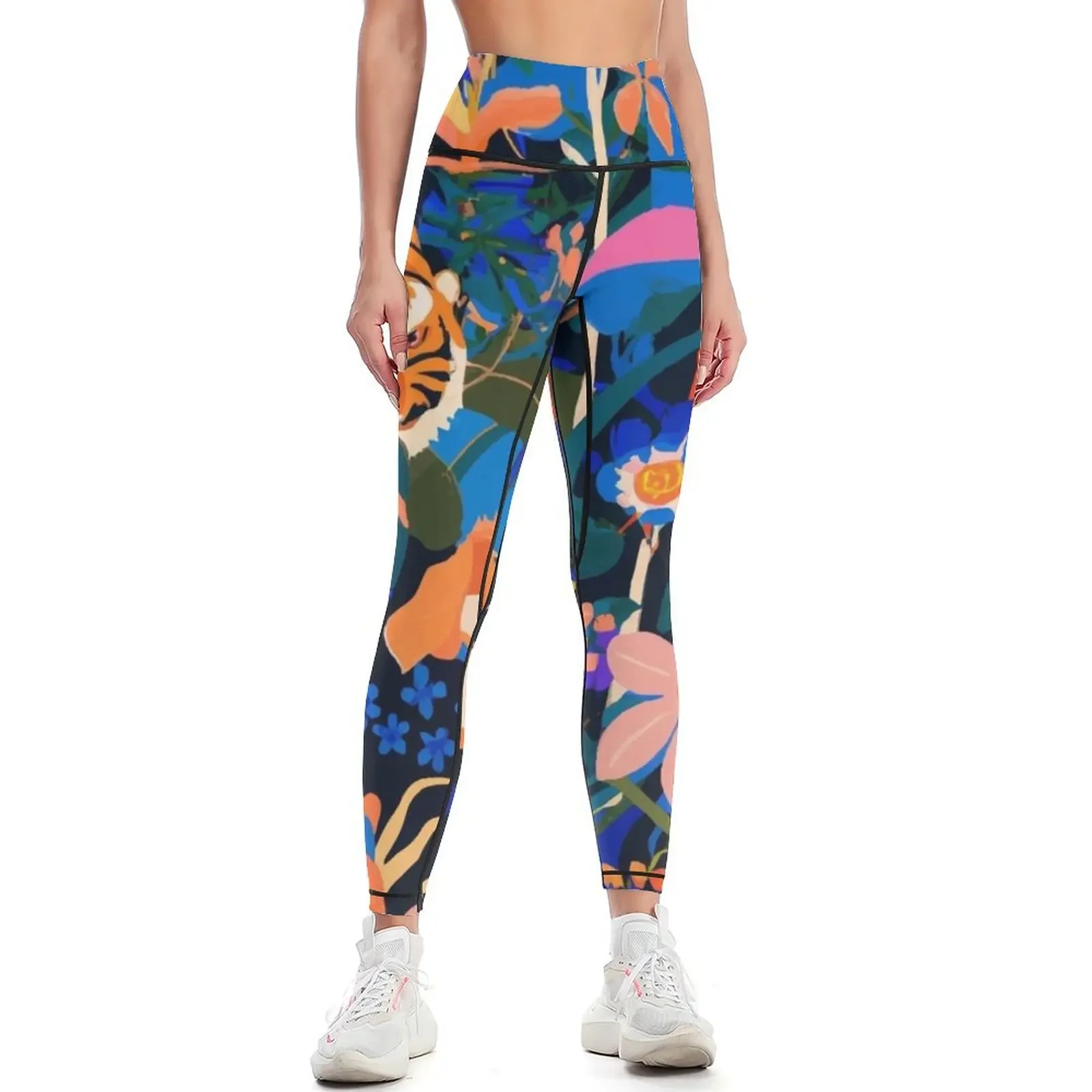 

Tiger at Night screen print Leggings Women's pants sportswear for gym sports for push up Women's tights Womens Leggings