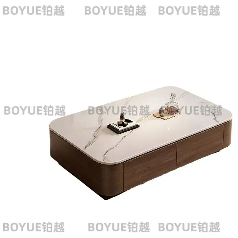 for Solid Wood Rock Slab Coffee Table TV Cabinet Combo Modern Simple Living Room Floor Storage Unit