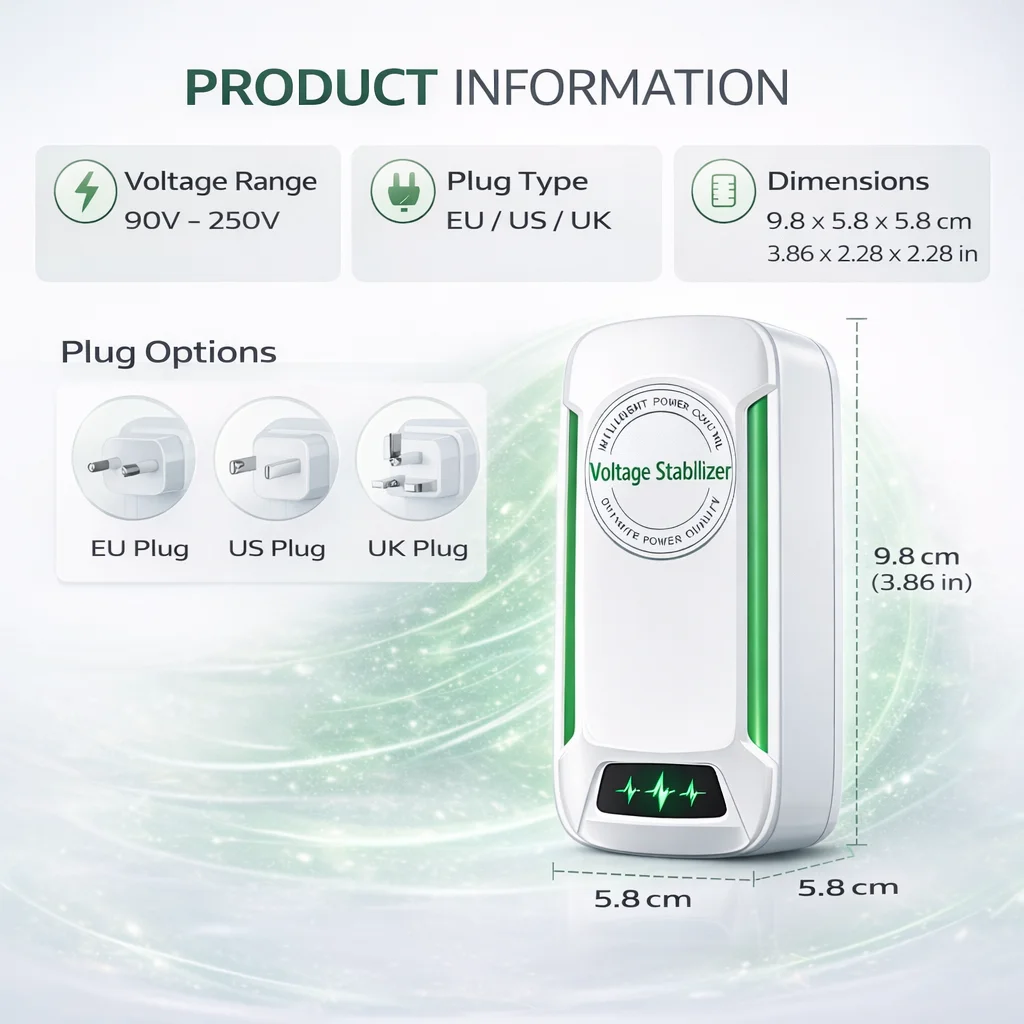Voltage Stabilizer Plug For Home Power Optimization Device 90-250V Household Electrical Voltage Regulator EU/US/UK