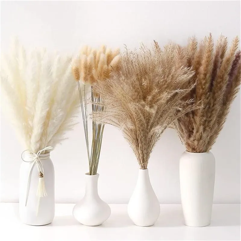 100pcs/110PCS A Lot Natural Dried Flore Bouquets Bunny Tails,Reed, Small Pampas Grass,Decorative Plumes For Wedding Home Decor