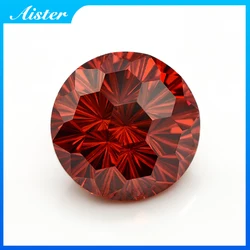 New Garnet 5.0-12.0mm Round Pyrotechnic Cut Cubic Zirconia Stones Loose Gemstone for Jewelry Making