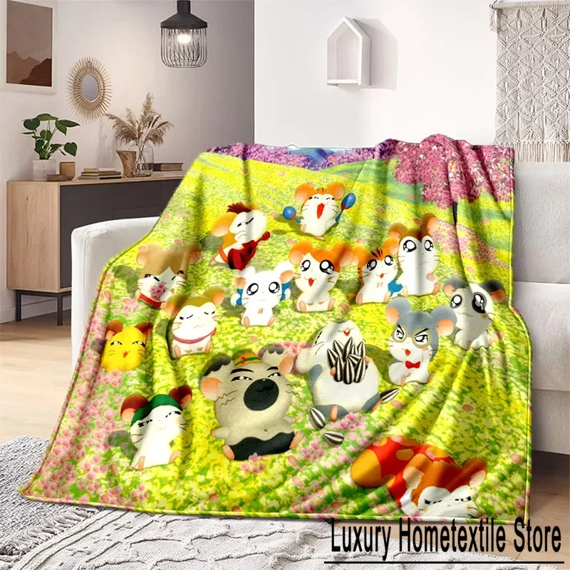 3D Print Kawaii Mouse blanket cartoon Hamtaro soft household blanket Children's thin sofa bed sheet warm blanket for all season