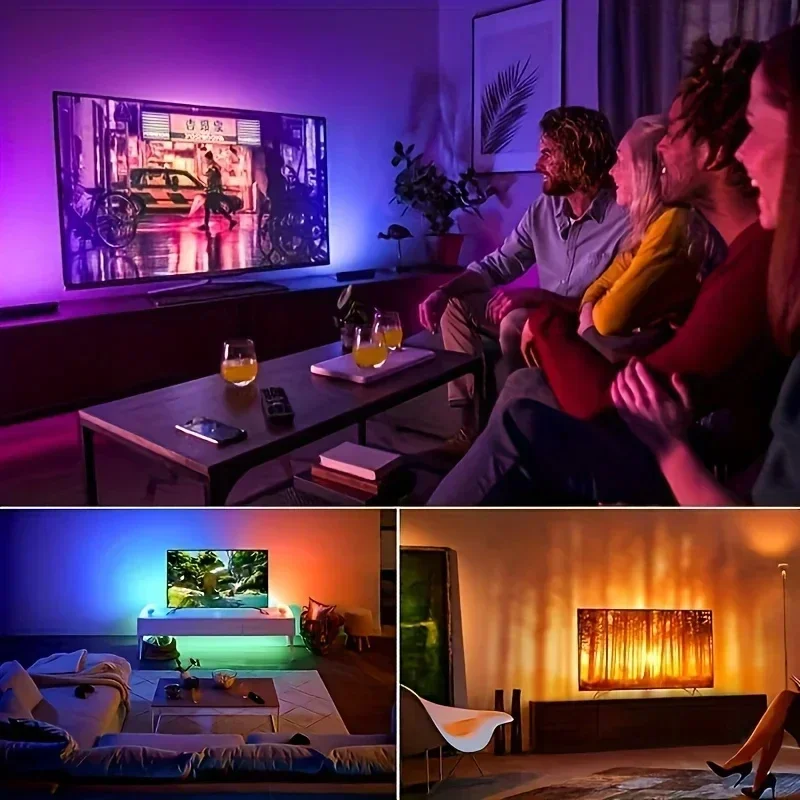 1-30M USB 5V RGB LED Strisce luminose Nastro flessibile con APP Bluetooth Sincronizzazione musicale e telecomando a 24 tasti per TV Retroilluminazione Room Gaming Decor