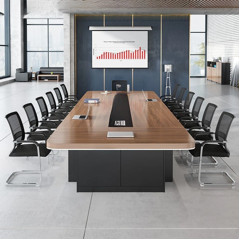Office, large conference table, simple modern desk