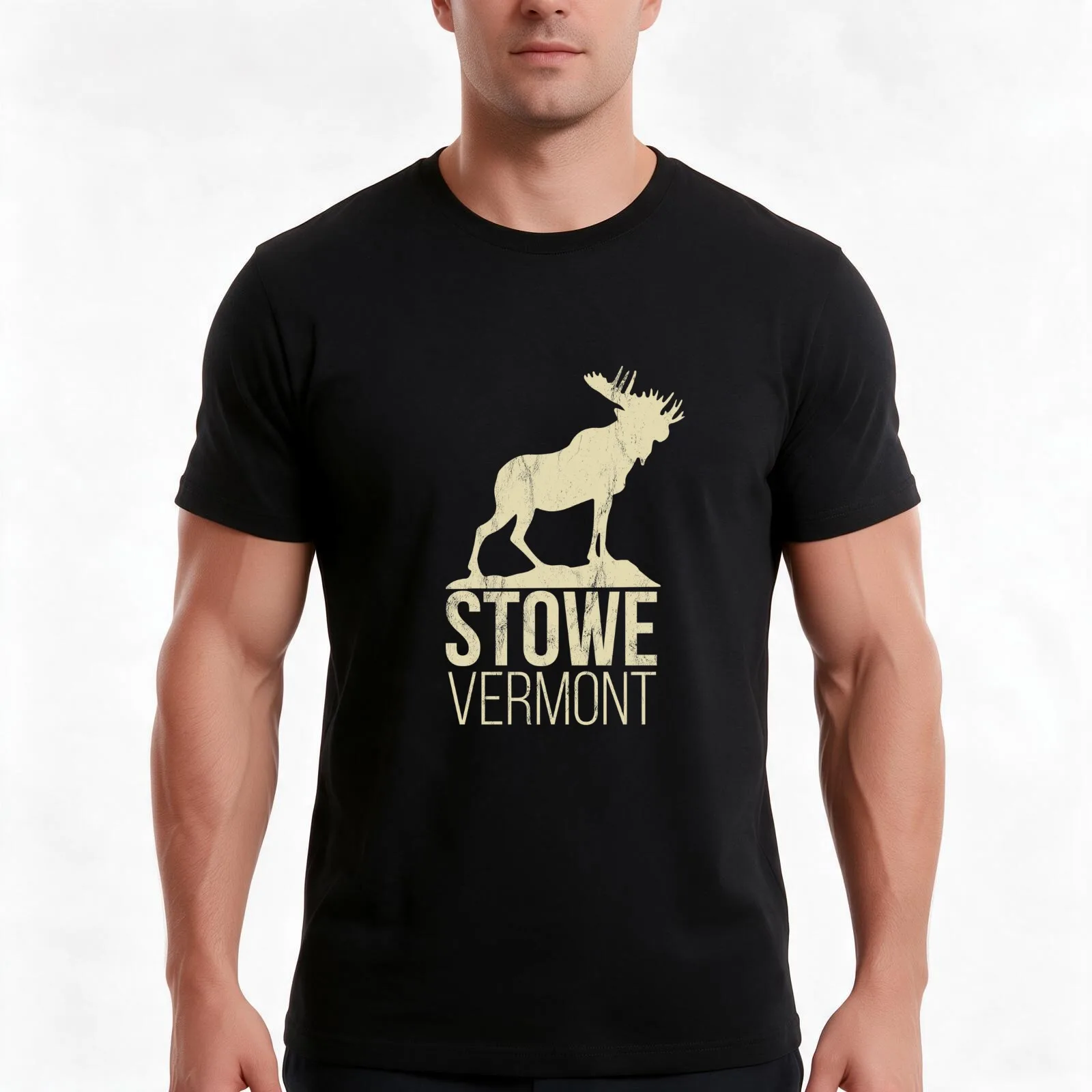 Stowe Vermont - Moose T-Shirt Summer Casual Cotton Tee Oversized Streetwear Tops Vintage Graphic Print Unisex Men Women