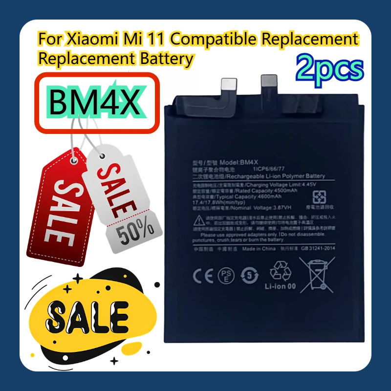 

For Xiaomi Mi 11 BM4X Compatible Replacement Replacement Battery 2pcs