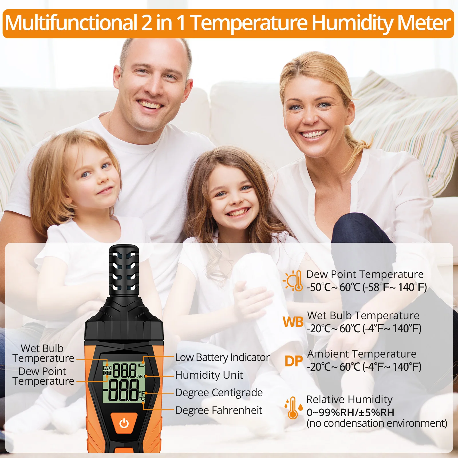 Neoteck Temperature Humidity Meter Hygrometer High Precision Wet Bulb Thermometer For Home Industry Agriculture HVAC