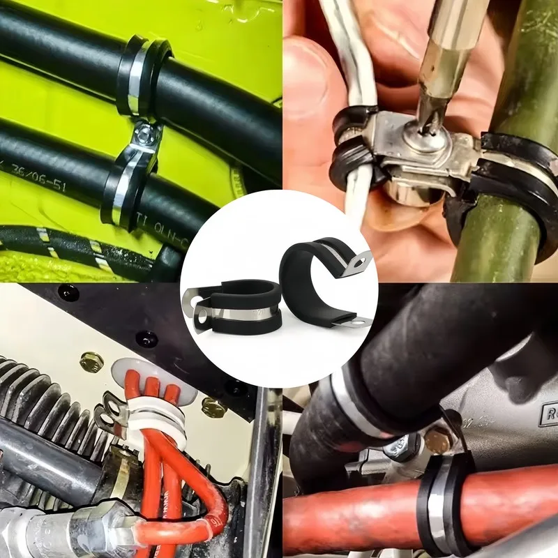 25 pcs M22 Stainless Steel Hose Clips, Rust Resistant Anti-Corrosion and Rubber Cushion Liner, Reliable