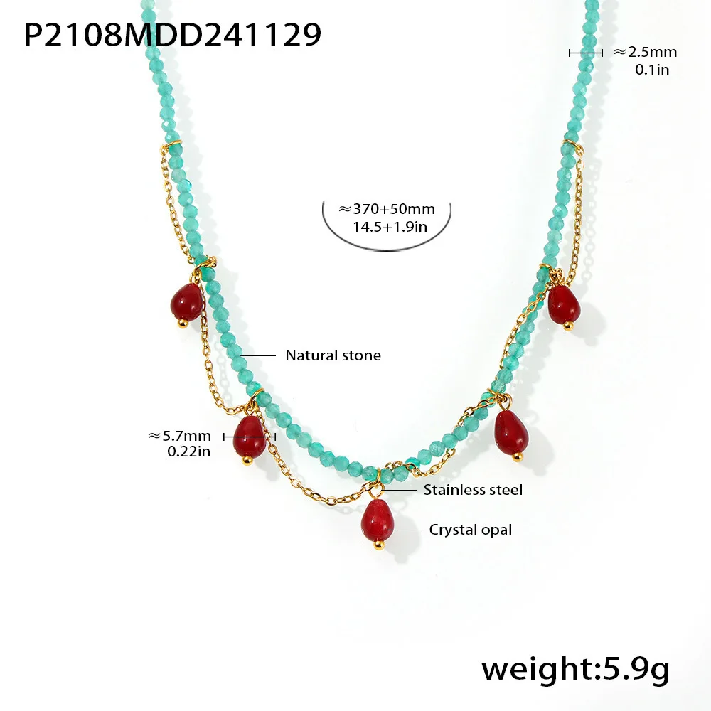 Women's Bohemian Stone Beaded Necklace, Unique Gift