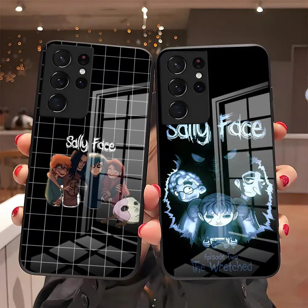 S-Sally Face Game Phone Case For Samsung S26 S25 Plus S20 S20 Plus S22 Ultra S23 FE S21 Plus S21 Ultra Glass Cover