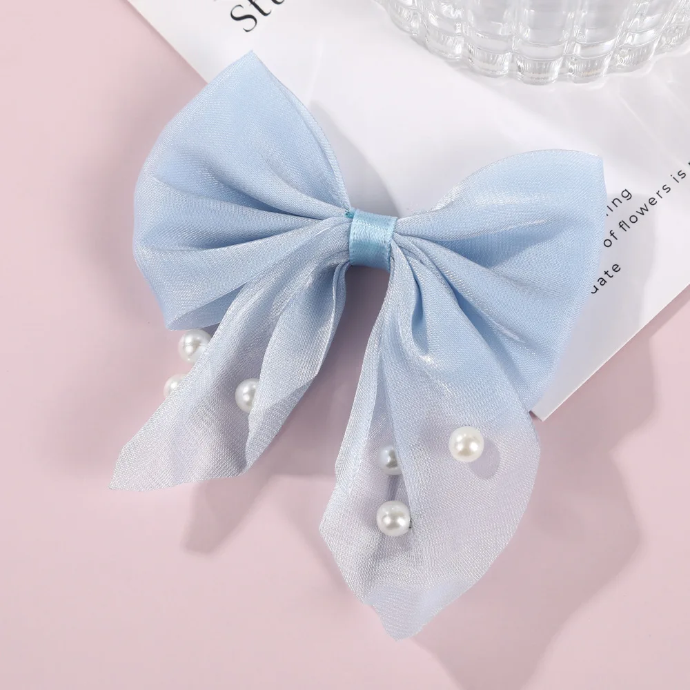 【1 Pair】Pearl Flower Clip Butterfly Barrette Hair Korean Hair Accessories Ribbon Hairpin Cute Things Cheap Hair Bow Mesh Hairpin