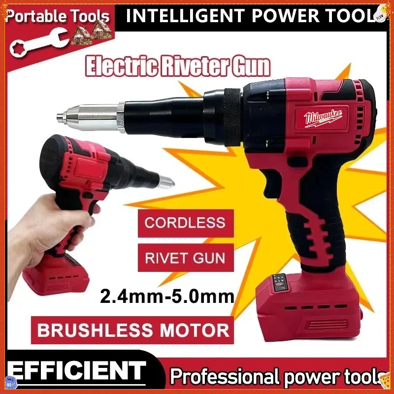 

Milwaukee 4.8MM Cordless Electric Riveter Gun Brushless Rivet Riveting Tool With LED Light For Milwaukee Battery