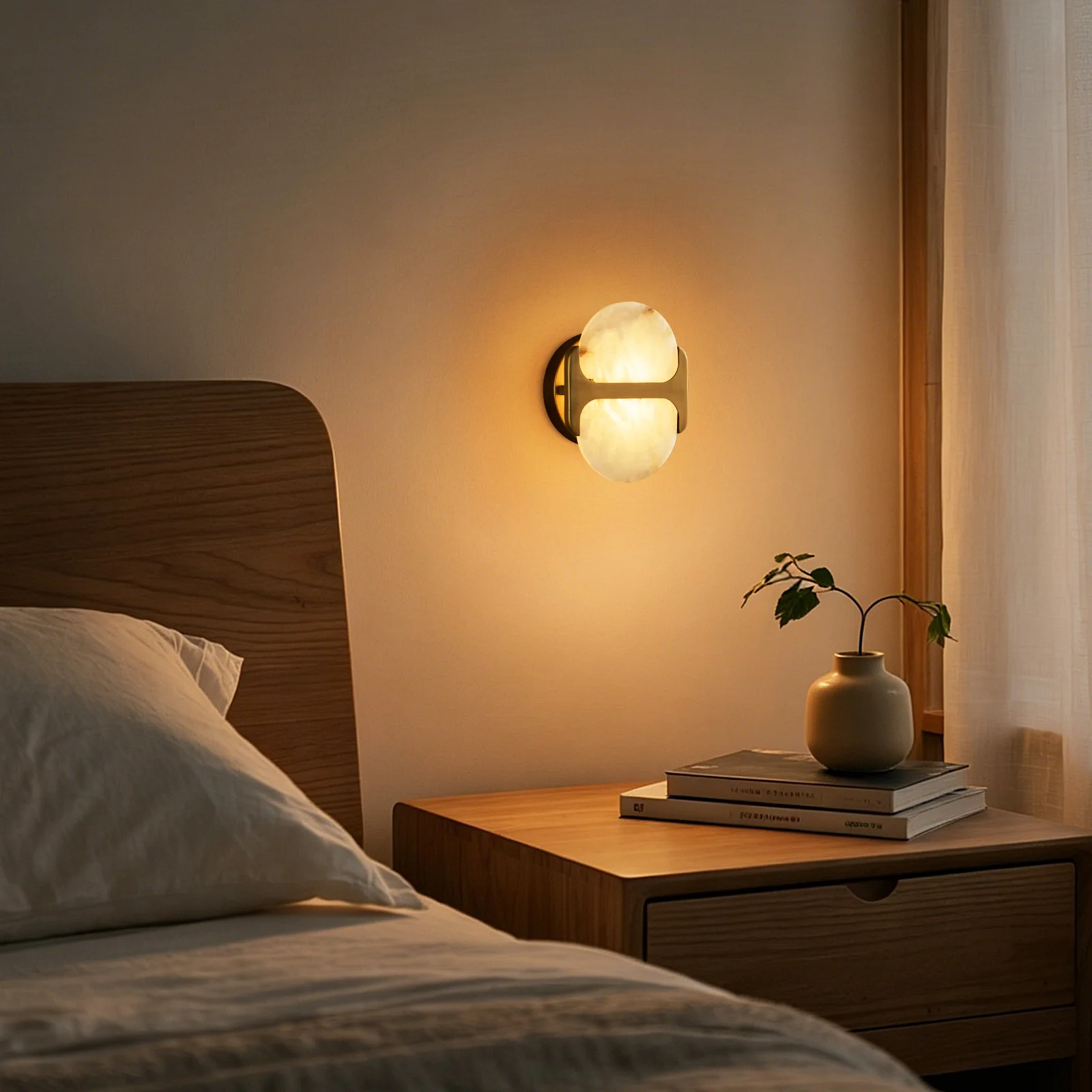 Modern Natural Marble Wall Sconce Metal Bedroom 3000K Bathroom Living Room Corridor Luxury Marble Wall Lamp