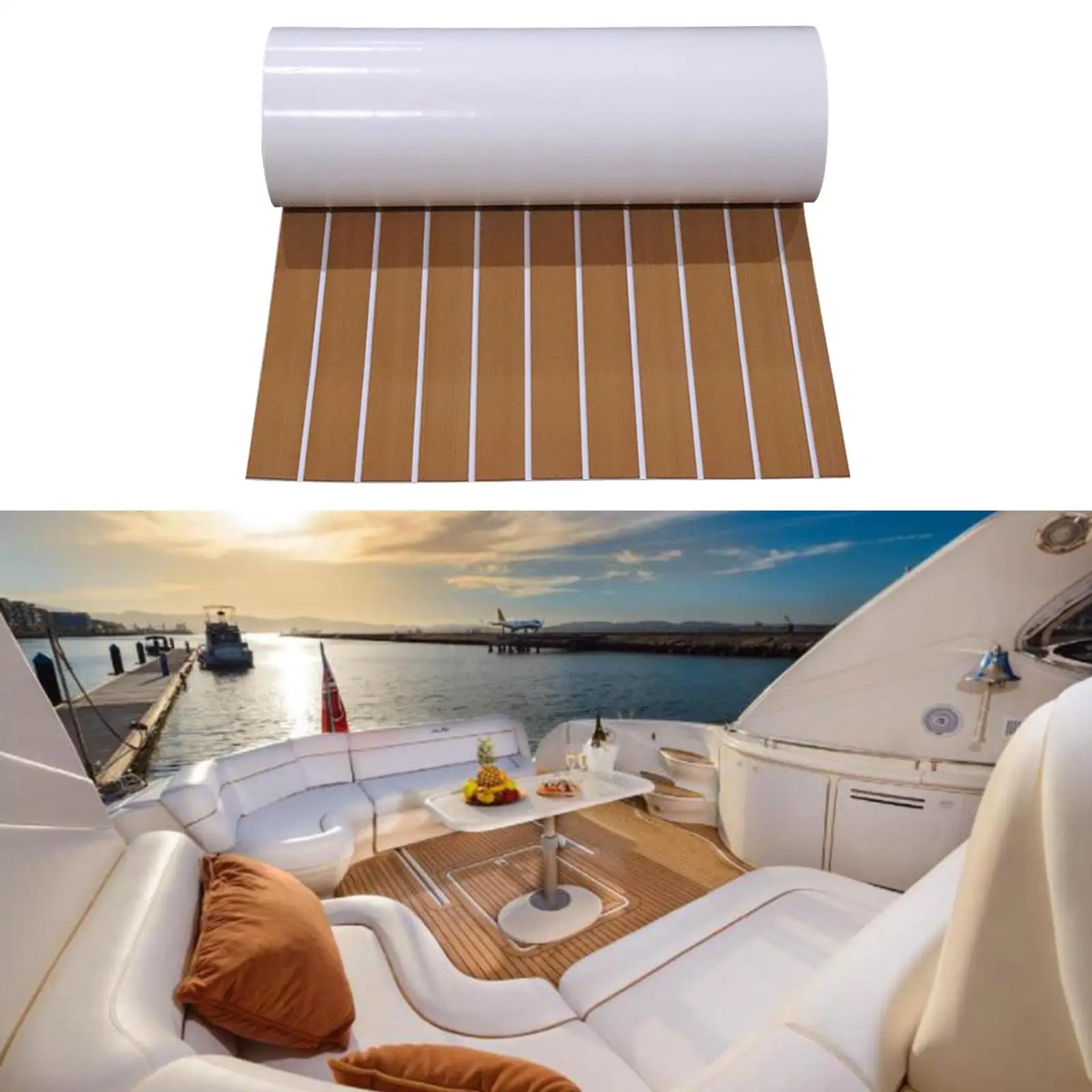 450x2400x6mm Self Adhesive Pad Easy to Clean Anti Skid Anti-Fatigue Mat Carpet Floor Decking Sheet for RV Boat Yacht