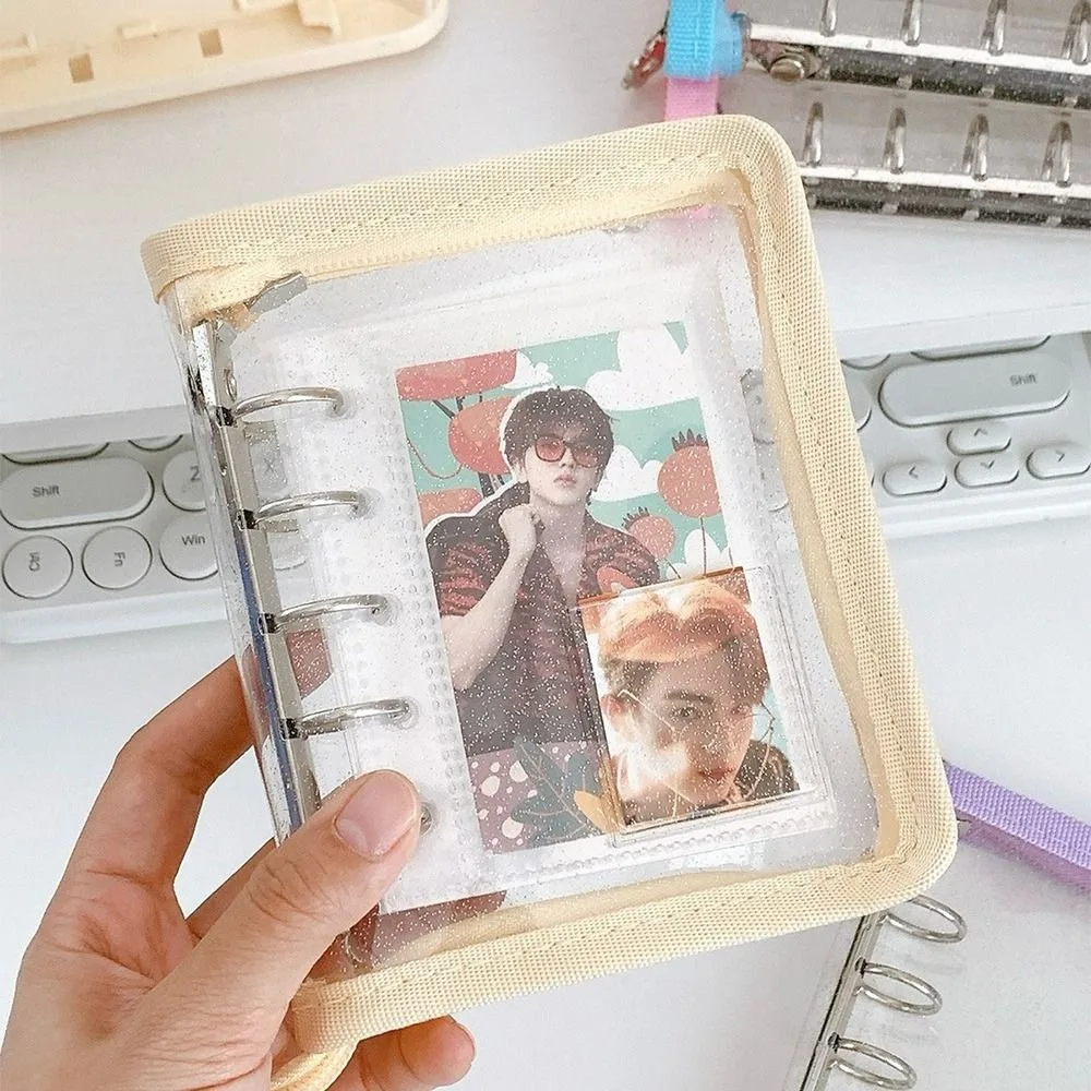 Portable Zipper Photo Album 5-Hole Loose-leaf Photocard Binder Collect Book Pvc Hand Account Diary Girl