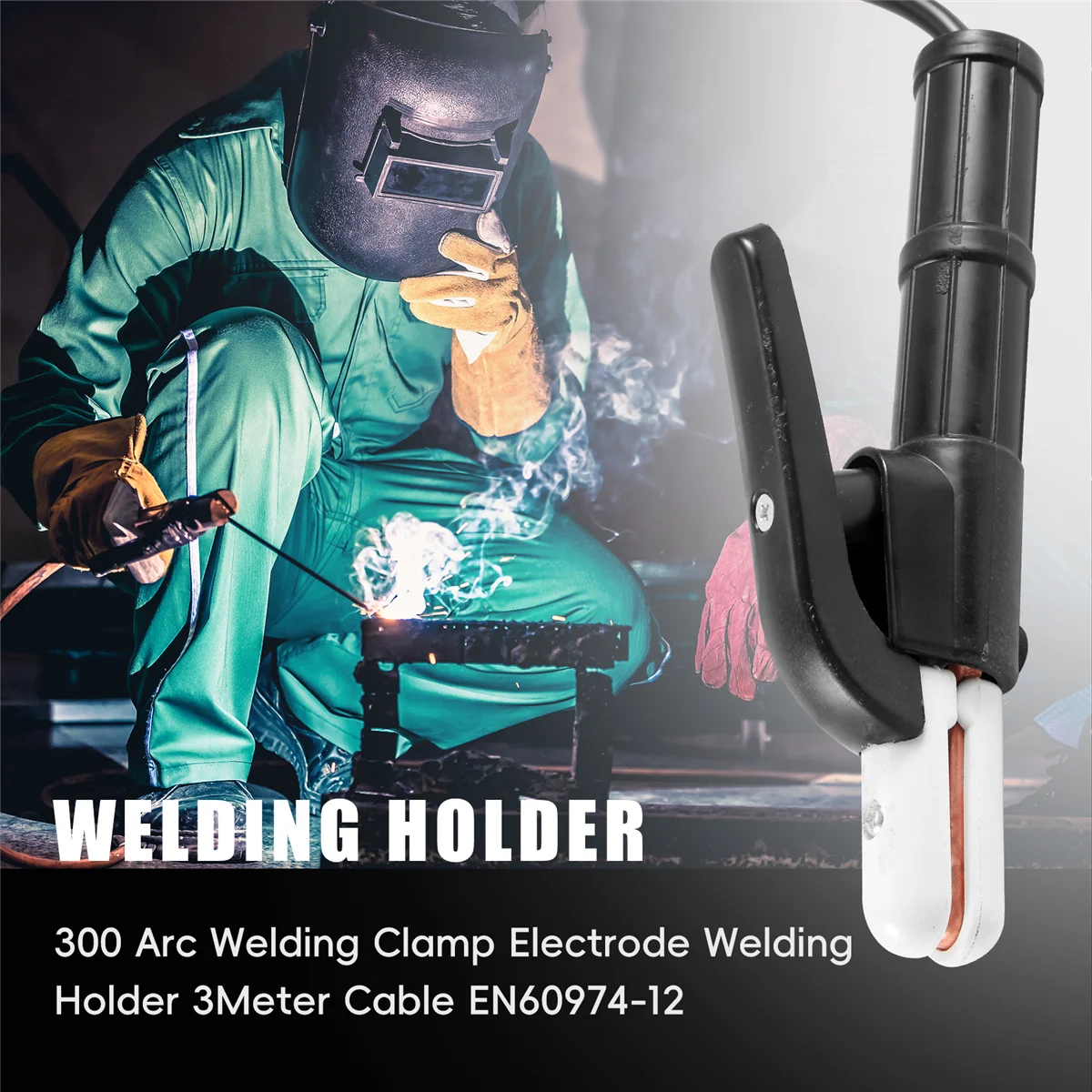 High Quality 300 Arc Welding Clamp Electrode Welding Holder 3Meter Cable EN60974-12