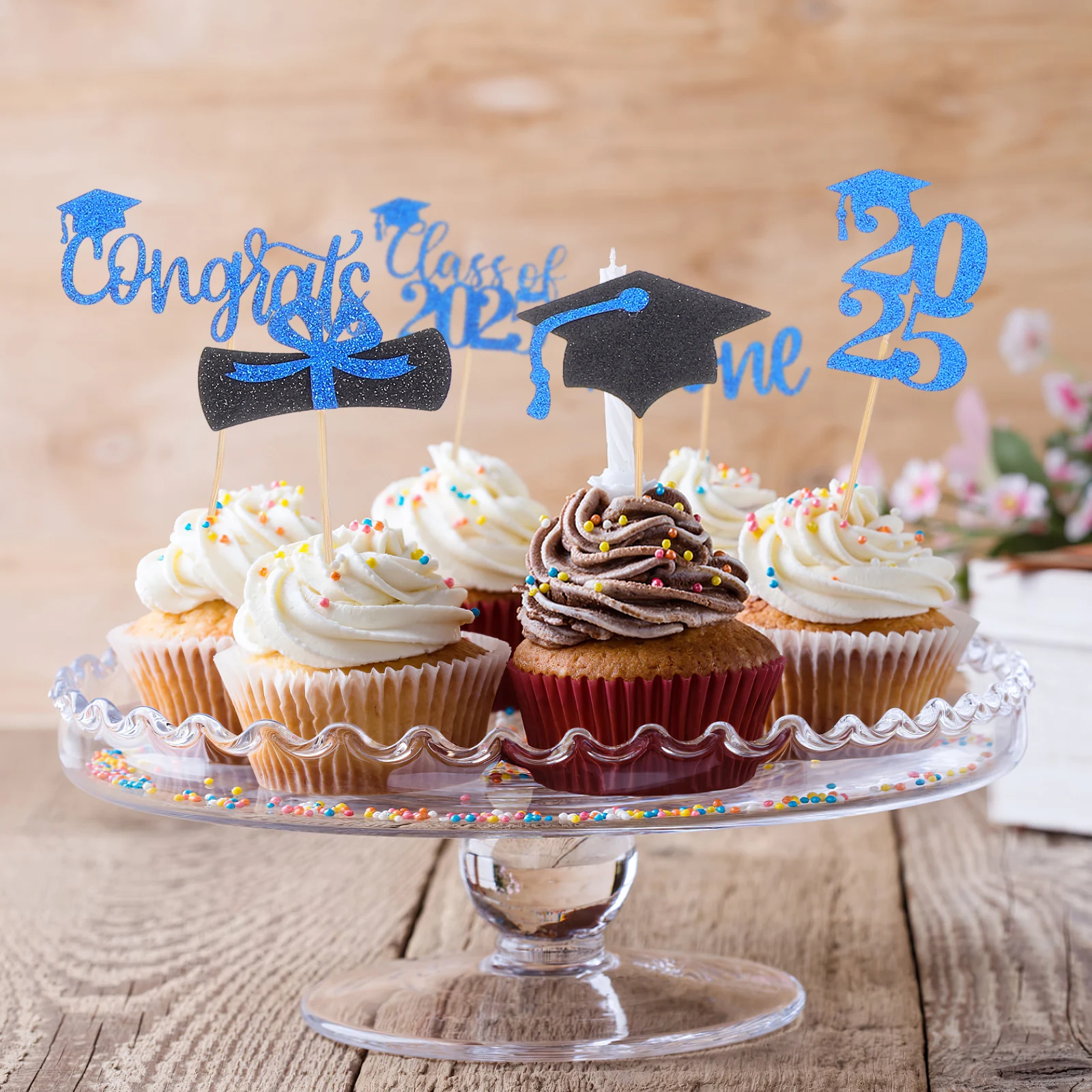 

12 pcs Cake Insert 2025 Graduation Picks Decorative Props Cupcake Toppers Party Supplies Celebration Decorations Food Cards