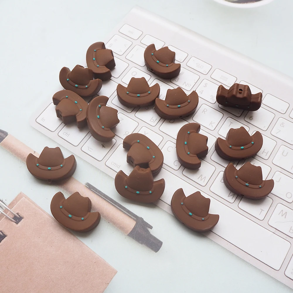 

Chenkai 10PCS Cowboy Hat Silicone Focal Beads For Beadable Pen Silicone Charms for Pen Keychain Making DIY Silicone Characters