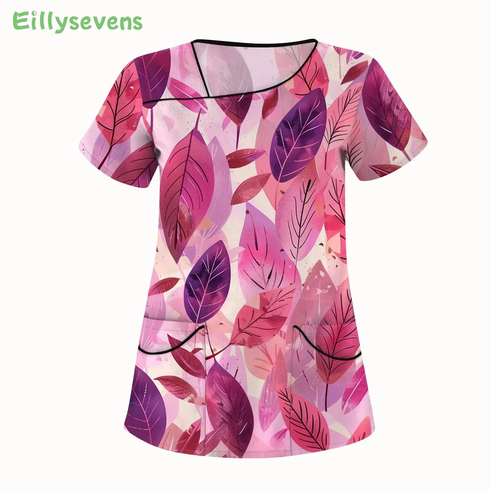 Painted Pattern Medical Uniforms Casual Loose Short Sleeve Tops Fashion T Shirts for Woman Uniforme Clinico Mujer