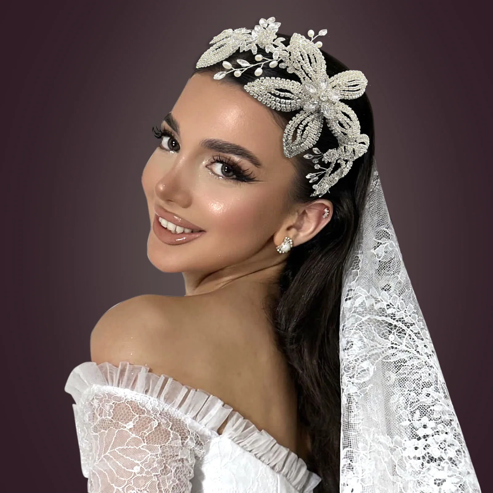 

DZ199 Wedding Tiara Side Headpiece for Bride Women Head Piece Bridal Crowns for Brides Hair Accessories Crystal Headband