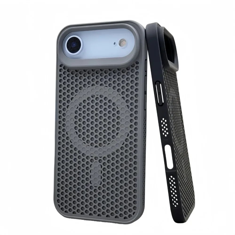 Trendy Hollow Mesh Cooling For Magsafe Case For iPhone 17 Air 16 15 14 13 12 Plus Pro Max Magnetic Honeycomb Breathable Cover