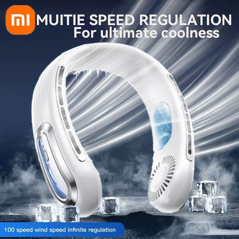Xiaomi جديد المحمولة الرقبة مروحة صغيرة الكهربائية Ventilador الصامتة شريط حول ياقة الملابس يمكن ارتداؤها مروحة التبريد USB قابلة للشحن شريط حول ياقة الملابس مبرد الهواء