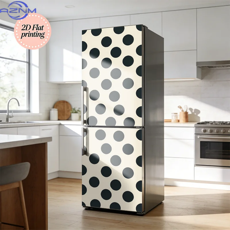 [2D Flat Printing] [Wall Stickers] 1pc Refrigerator Sticker Rice Black Polka Dot Easy Pattern Design Wall Sticker Decoration W