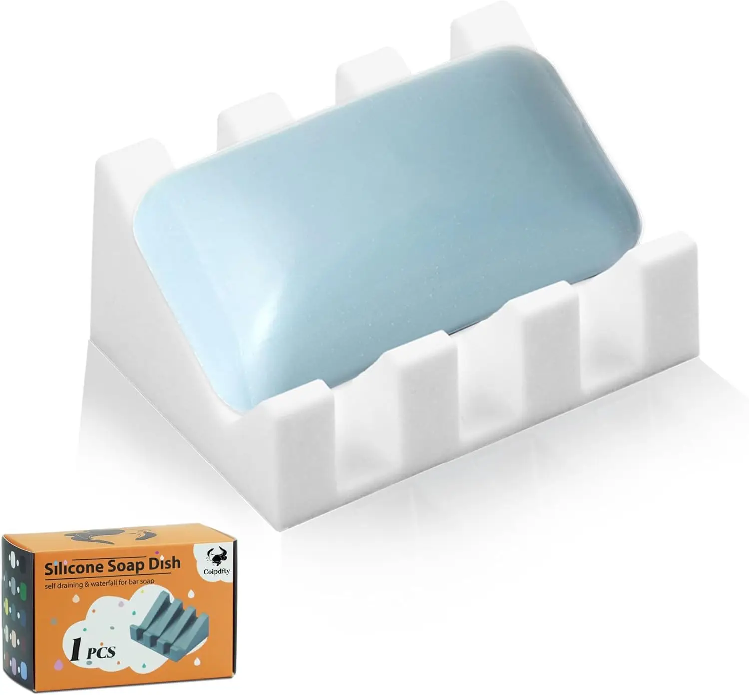 

Silicone Soap Dish Holder with Self-Draining Design for Bathroom and Kitchen, Keeps Soap Dry and Extends Life (White, 1-Pack)