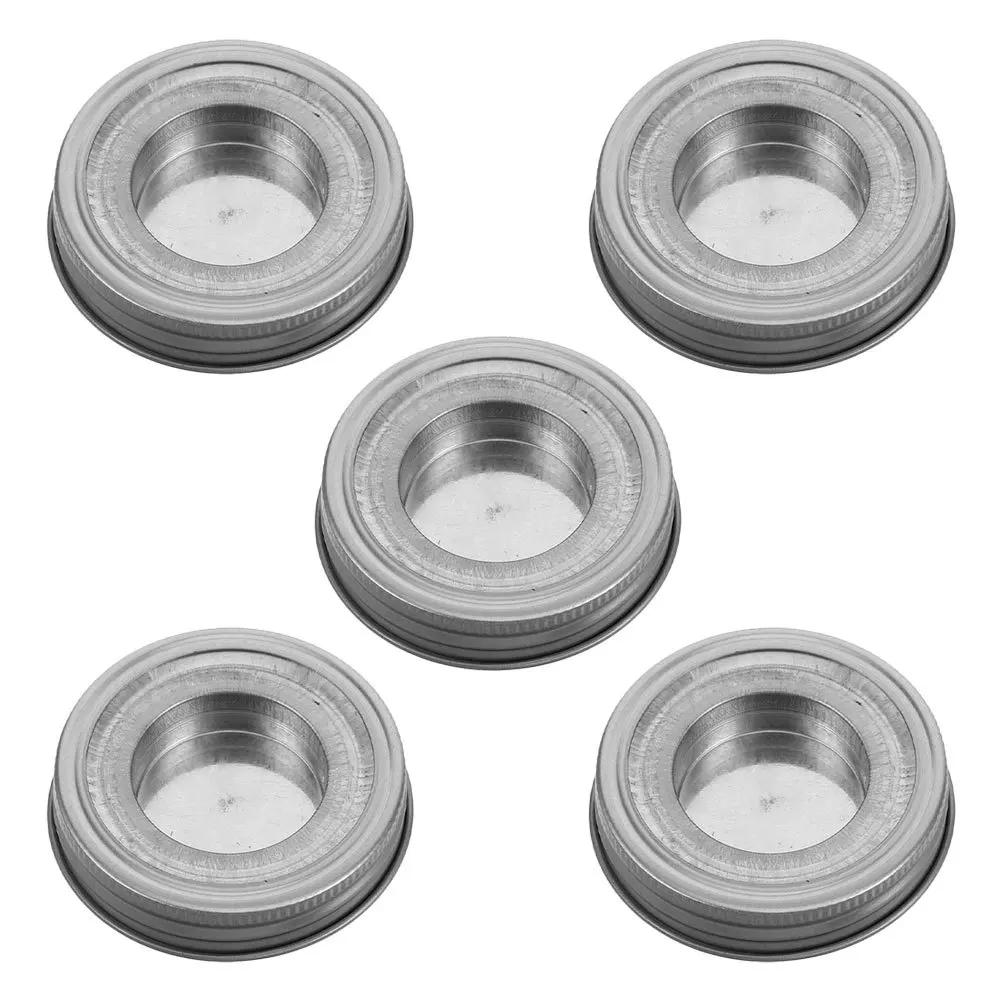 

5Pcs Stainless Steel Inserts Jar Lid Replacement for Regular Mouth Holder Home Organization Decor
