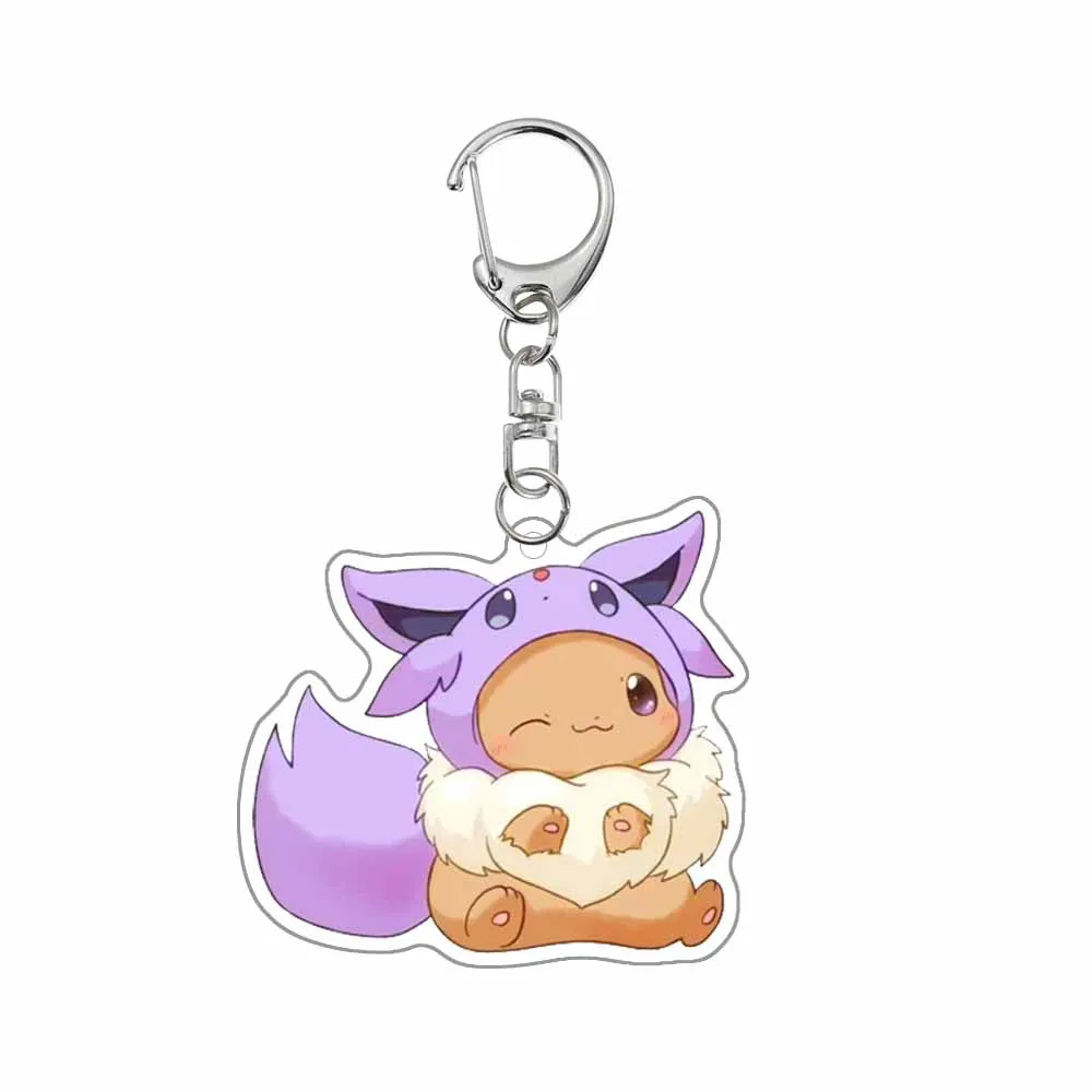 Pokemon Eevee Cosplay Vaporeon Flareon Espeon Sylveon Jolteon Glaceon Leafeon Umbreon Acrylic Keychain Pendant Decoration