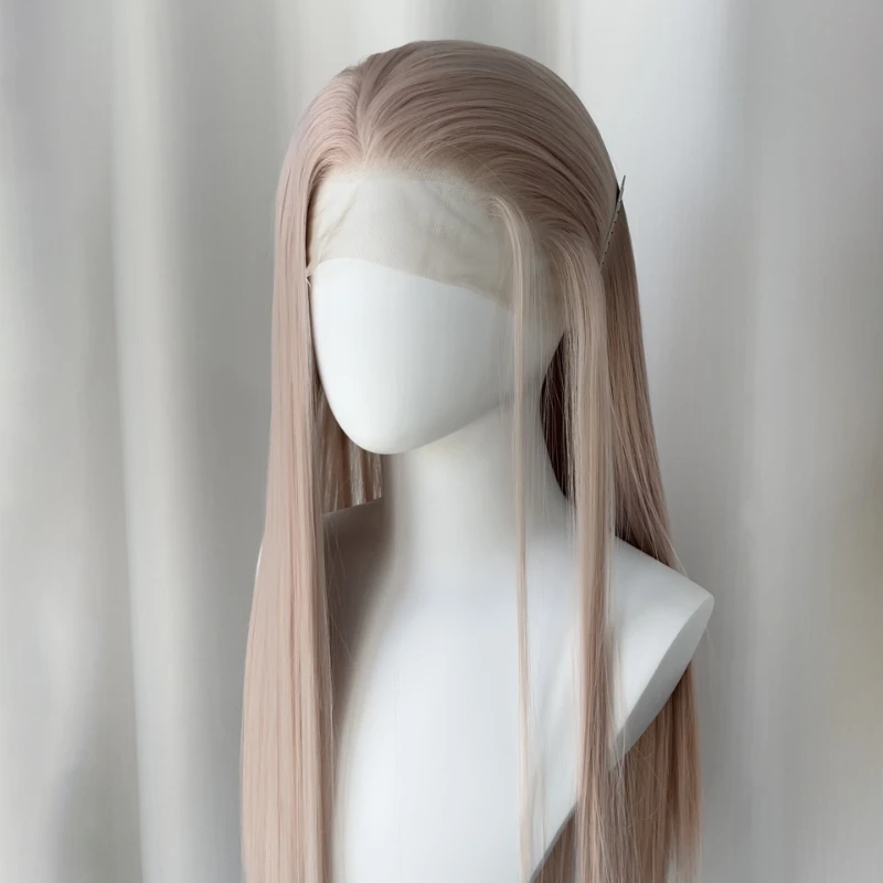 30 Inch Misty Pink Straight Lace Front Wig 13x4 Pre-plucked Natural Hairline Party Wig