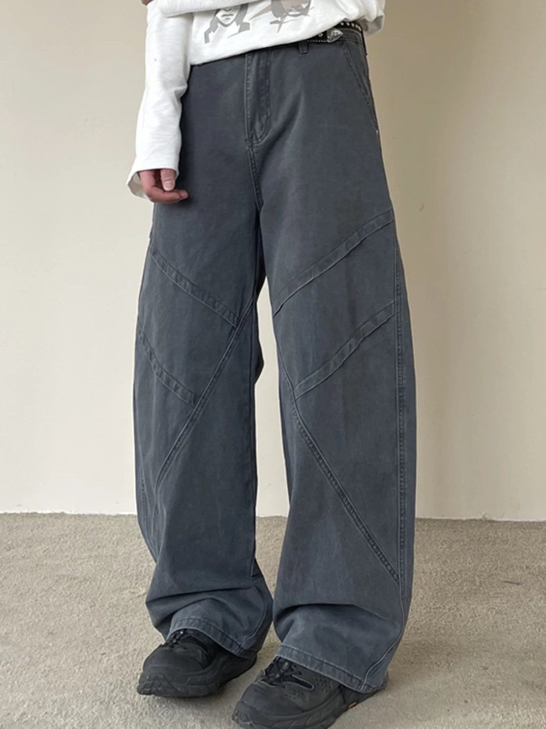 

Retro American Vintage ey Waed Cotton Casual Loose Straight Leg Trousers ex Trendy Brand Youthful Spring Autumn