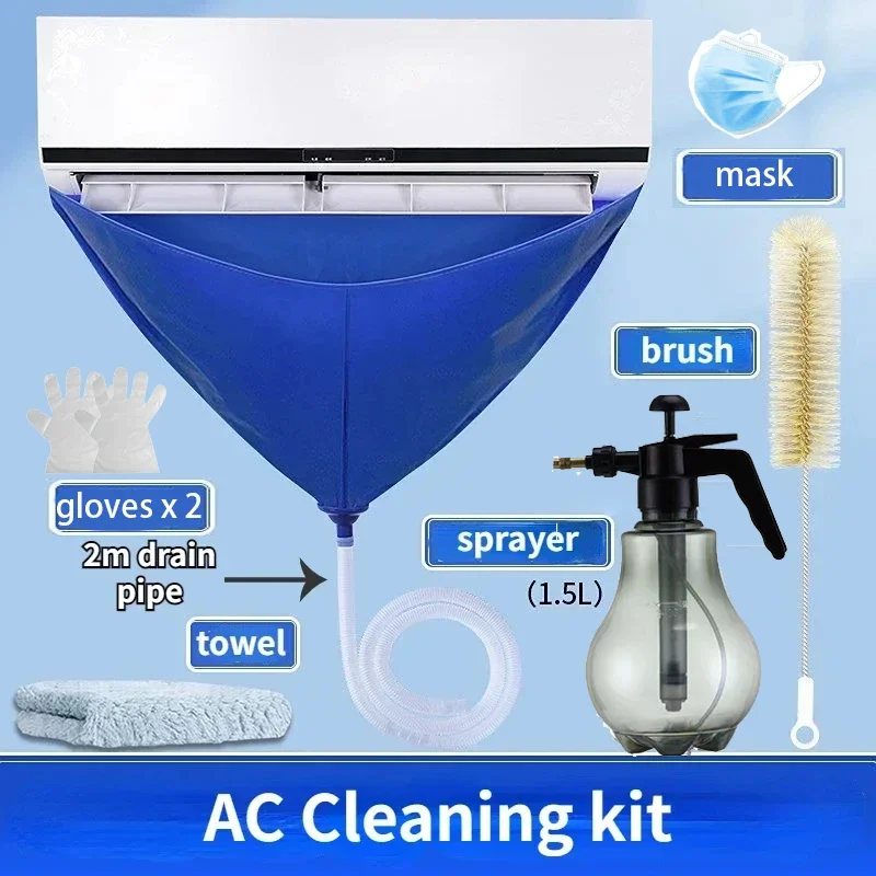 Ac Cleaning Kit Air Conditioner Cleaning Bag with Drain Pipe Ac Cleaner Waterproof Air Conditioning Washing Set Aircon Tools