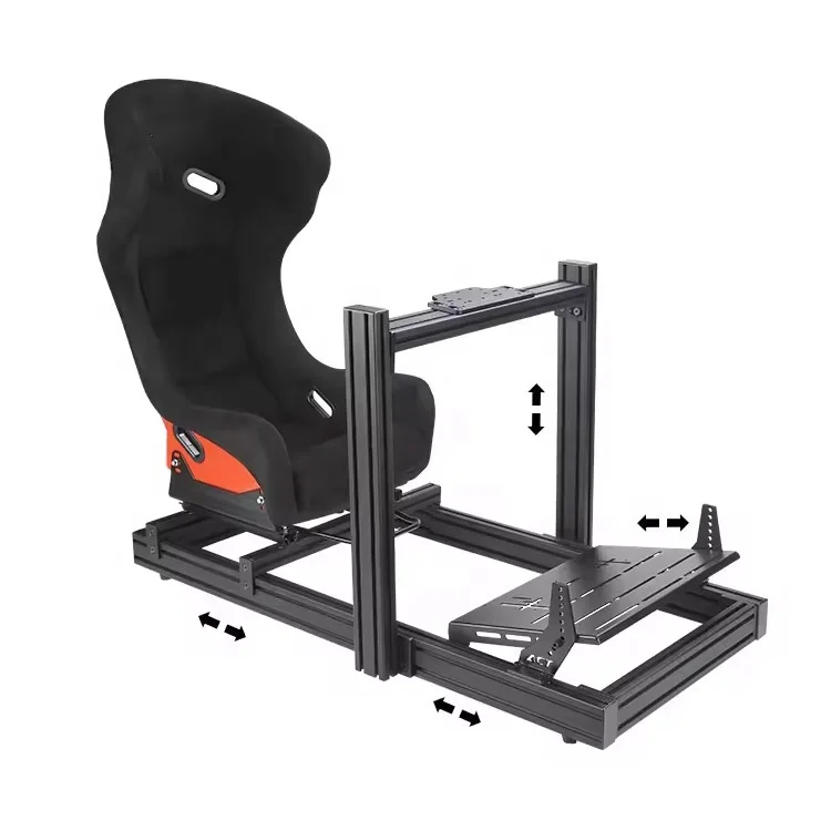 Racing emulator Cockpit Full aluminum frame rig with adjustable seats Steering wheel pedals and shifter mounting settings