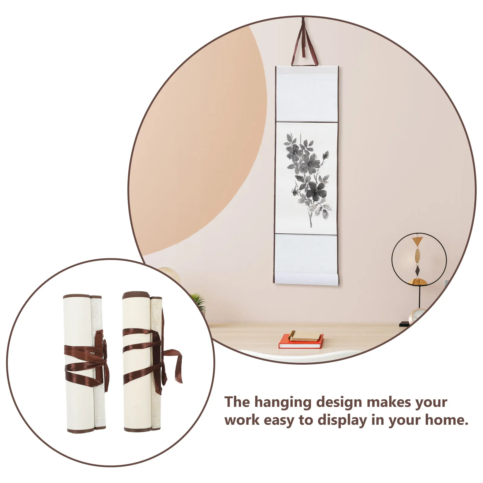 2Pcs Blank Rice Paper Scroll For Bedroom Wall Decor Chinese New Year Decor Hanging Writing Painting