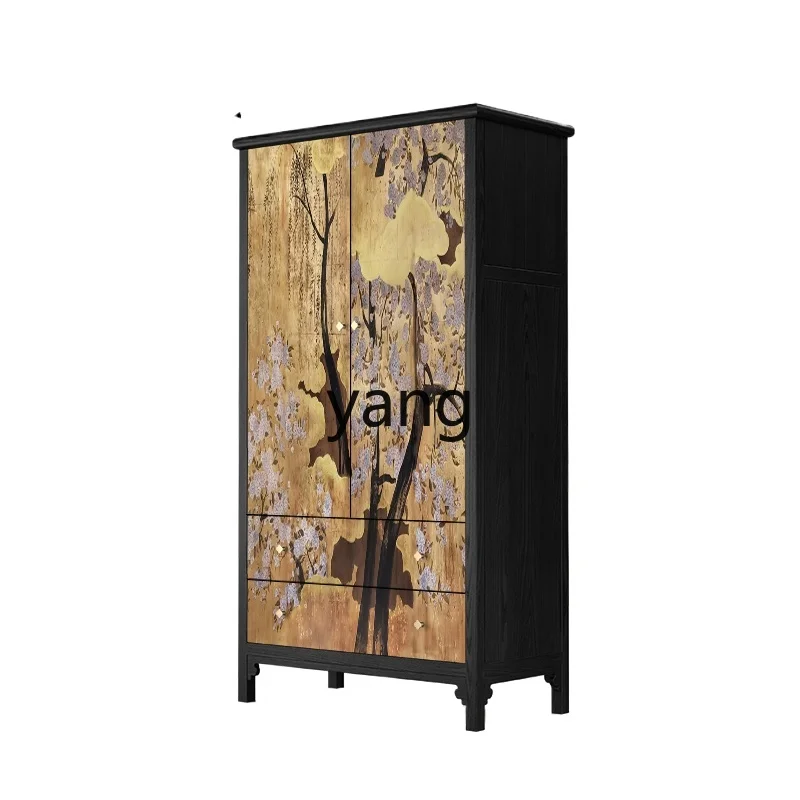 

Yjq Chinese-style household bedroom solid wood bucket cabinet, against the wall storage, dining side entry side cabinet