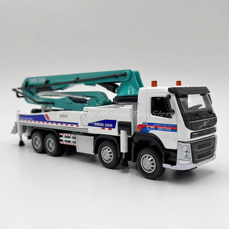 1:50 Diecast Metal Engineering Model Toy Concrete Pump Truck Replica With Sound & Lights