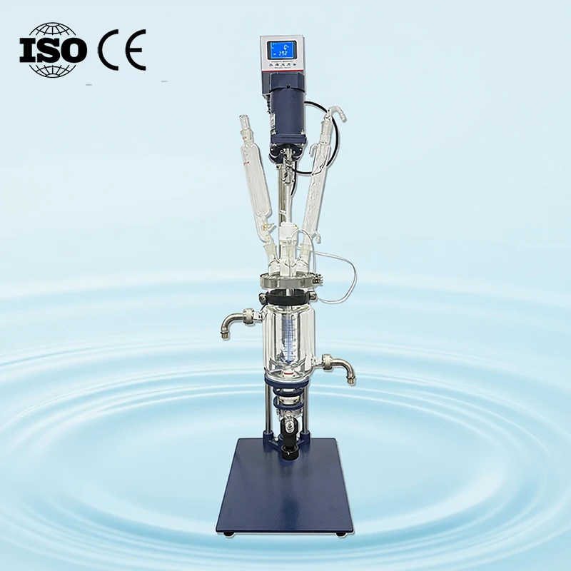 Jacketed Borosilicate Glass Reaction Kettle with Pressure Vessel and Pump for Lab Chemical Reactor System 1L