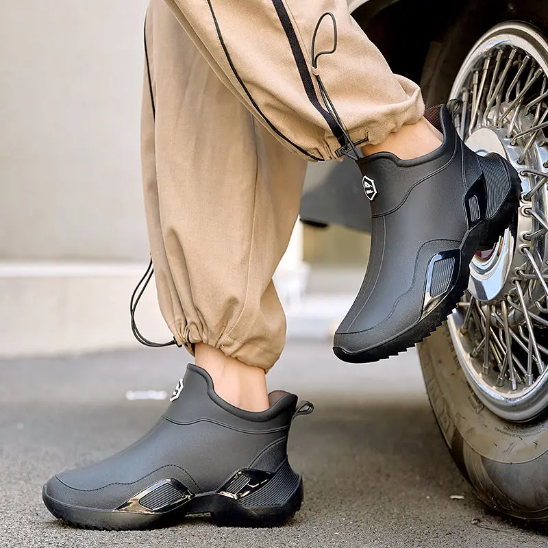 

Уличные водонепроницаемые короткие мужские резиновые сапоги для шеф-повара, летние силиконовые дешевые износостойкие дождливые мужские туфли для взрослых