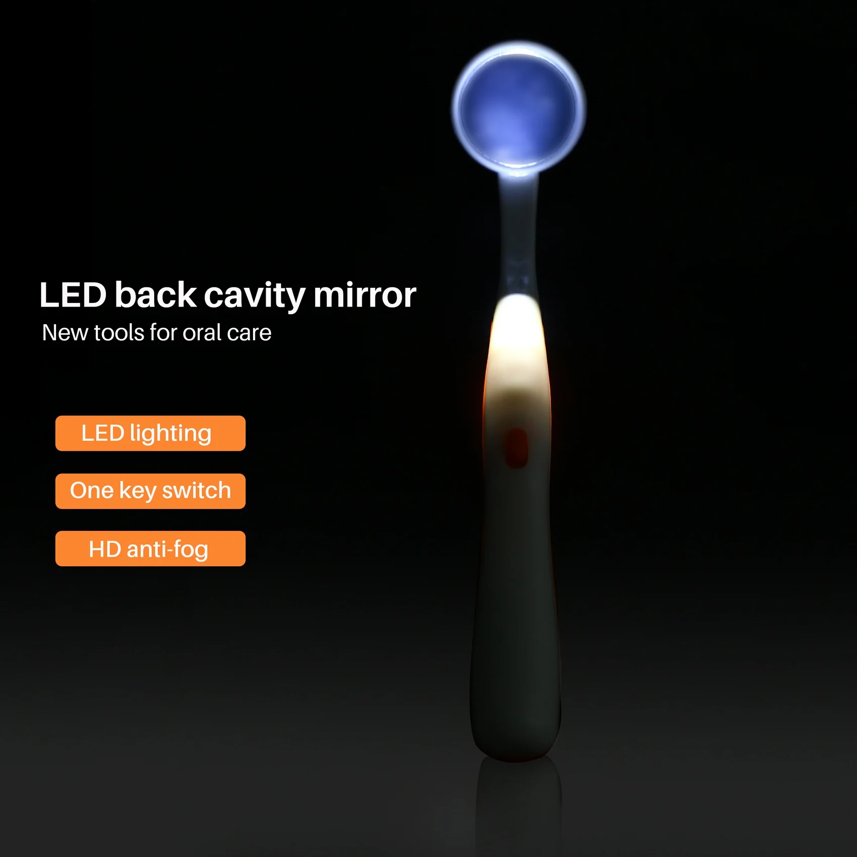 AT17 1 шт. светодиодное зеркало для зубов, супер яркое зеркало для рта, инструмент для ухода за зубами с подсветкой, машина для гигиены полости рта, оранжевый