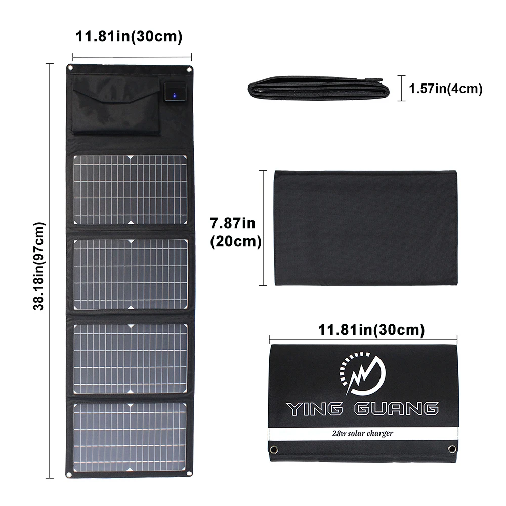 28W 5V 18V składany Panel słoneczny USB DC ładowarka solarna przenośny akumulator ładowarki do akumulatorów na telefon/piesze wycieczki/Camping/na