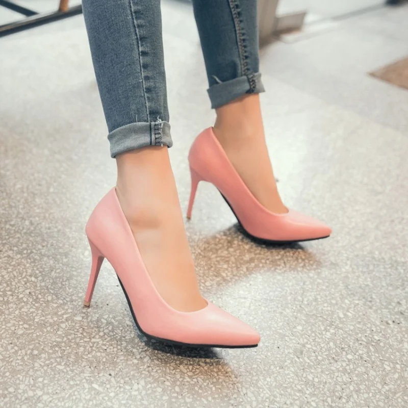 Fashion High Heels Women Pumps Shoes Elegant Pink Black Nude Thin Heeled Sexy Office Wedding Office Shoes Ladies Large Size 48