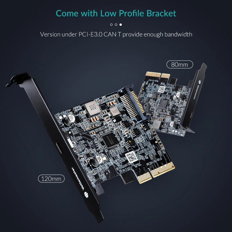 Imagem -02 - Yottamaster-pcie para Adaptador tipo c Usb 3.2 Gen2 20gbps Adaptador Pci Express x4 16 Expansão do Computador Adicionar em Cartões